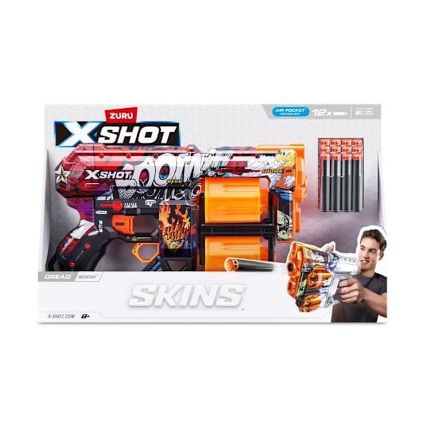Dart Launcher - ZURU - X-SHOT Dread - Dual Rotating Barrel - 7 designs - 27 m räckvidd