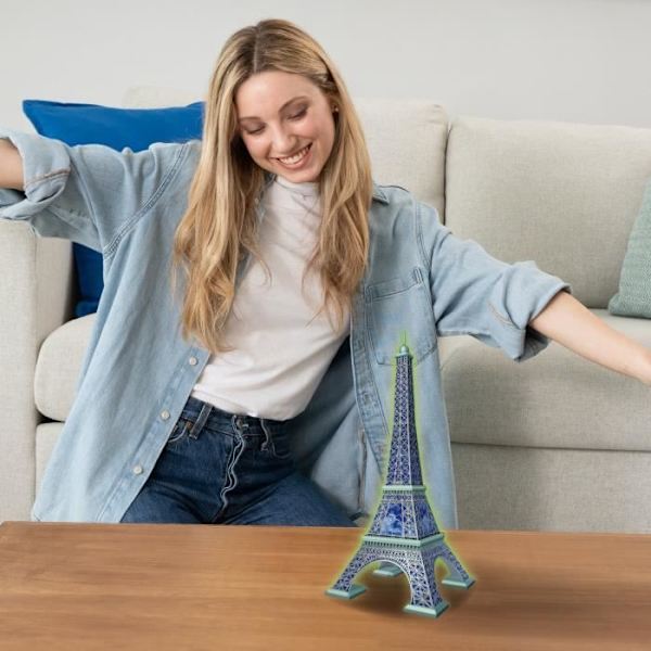 Ravensburger-Puzzle 3D Fosforescerande Eiffeltorn 50 år-Från 10 år-216p numrerad för att montera utan lim-Tillbehör ingår-11591