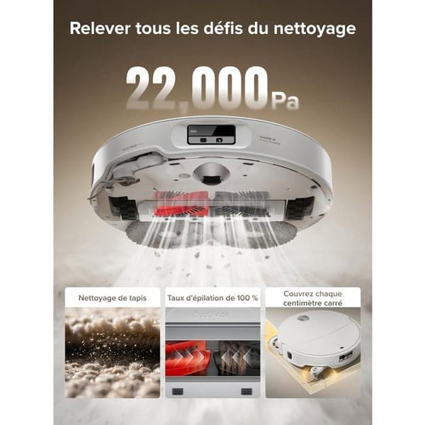 Roborock Qrevo CurvX robotdammsugare och mopp - 22 000 Pa - RetractSense LiDAR-navigering - Vit