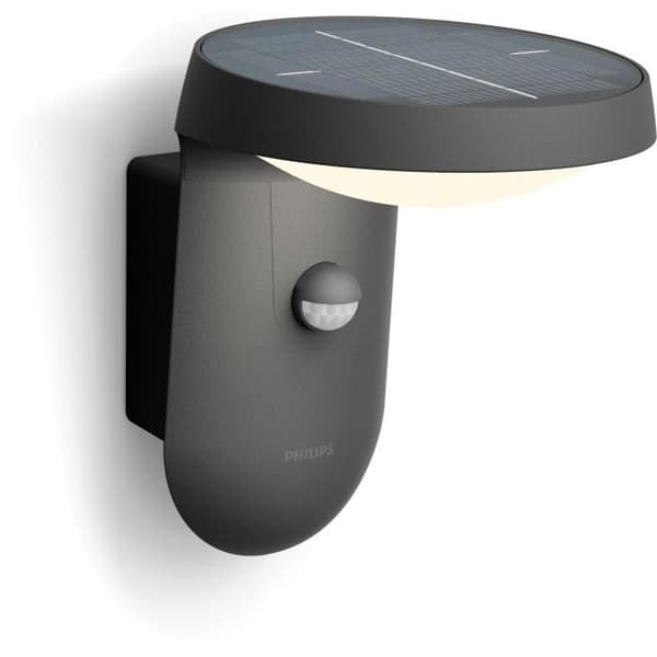 Vägglampa - PHILIPS - Tyla - solcellsdriven - Antracit - Med sensor - 1,2 W