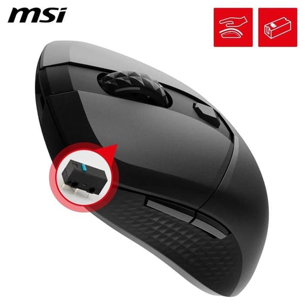 MSI VERSA 300 Trådlös Gamingmus - Svart, Bluetooth/2.4 GHz/USB