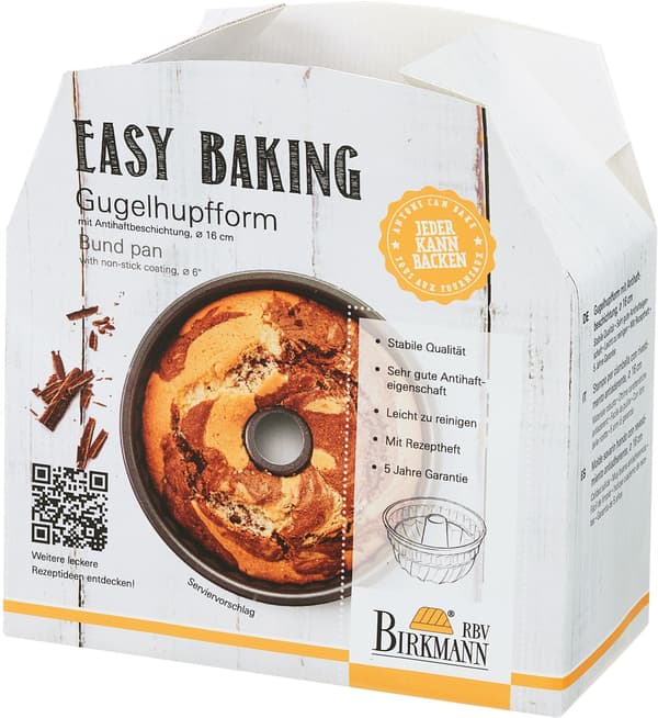 Turbanform - BIRKMANN - EASY BAKING - Kolstål - Non-stick - 16 x 16 x 8,5 cm