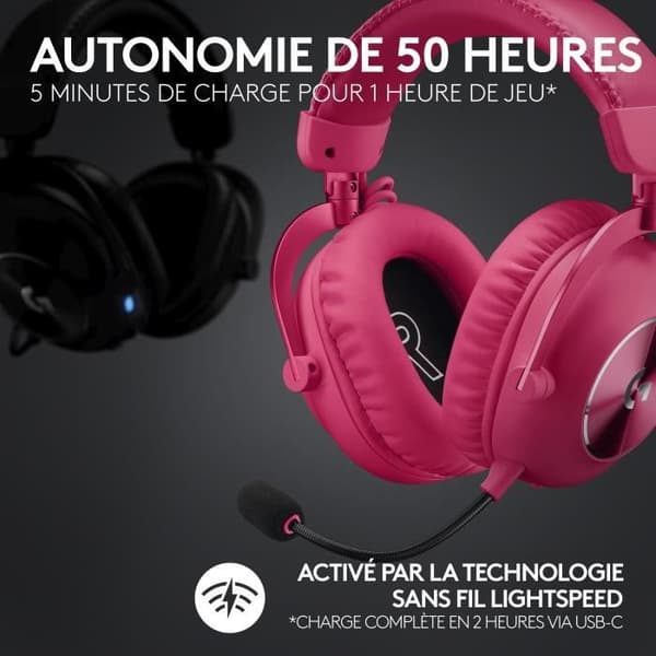 Gamingheadset - Trådlöst - Logitech G - Lightspeed - Rosa