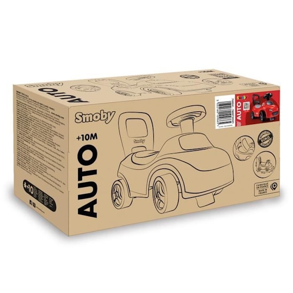 Smoby - 2 i 1 barnvagn - Auto Red - Box under sadeln + horn - Från 10 månader - Tillverkad i Frankrike