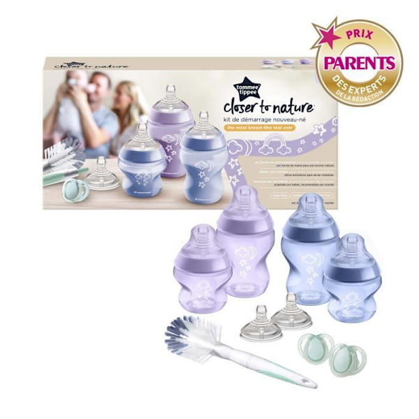 Tommee Tippee - Closer to Nature nappflaskor - Brösthärmar moderbröst med anti-kolikventil - Rosa