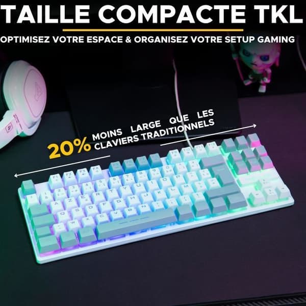 Speltangentbord - The G-Lab - KEYZ CESIUM - RGB - Vit & Grå - TKL