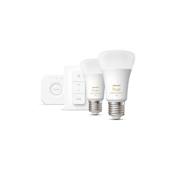 Kit Start LED Connected LED Philips Hue White - 10.5W - Lot 2 E27 - Hue Remote Control