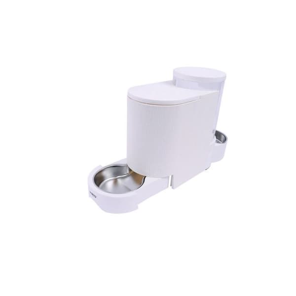 DUPLO Torrfoder- och vattendispenser - M PETS - 1,3 kg / 3 L - 40 x 16,2 x 29,1 cm - Vit