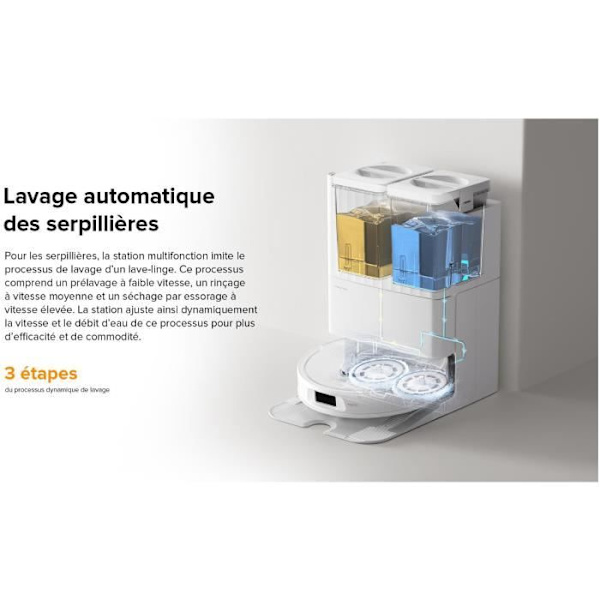 Roborock QRevo Plus Vit robotdammsugare med multifunktionsstation - 7000 Pa effekt - Utdragbar mopp