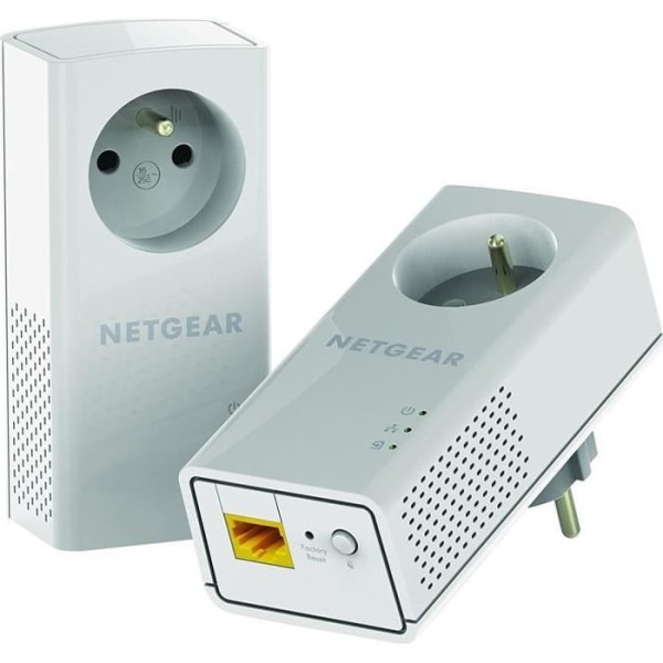 NETGEAR-paket med 2 PLC-adaptrar 2000 Mbit / s- 2-portar 10/100/1000 RJ45 - Med integrerat uttag PLP2000-100FRS