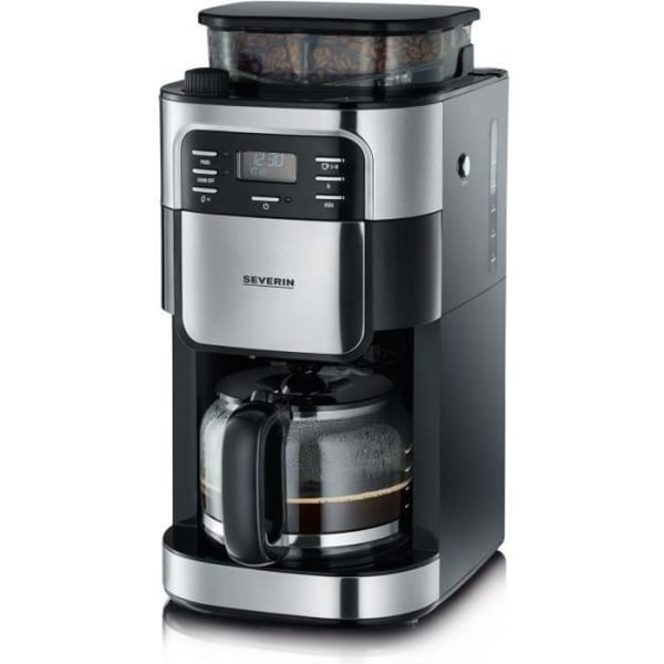 SEVERIN 4810 Kaffekokare med integrerad kvarn - Svart och rostfritt stål - 1000W - 1,4 L