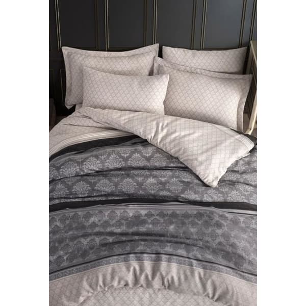 Bäddset - 1 påslakan 220 x 240 cm + 2 örngott 60 x 60 cm - 65% bomull, 35% polyester - Grå