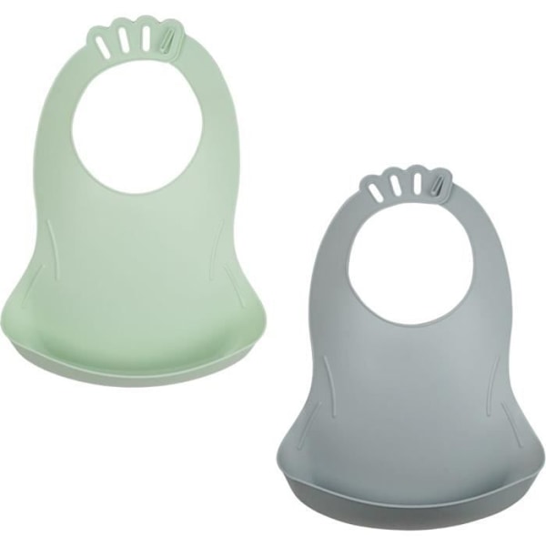 SET MED 2 CELADON GRÖN BIBOU HAKLÄP - CHARM GRÅ