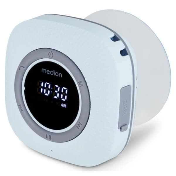 Duschradio - MEDION - FM - Bluetooth - IPX6 - Sugkoppsfäste - Blå