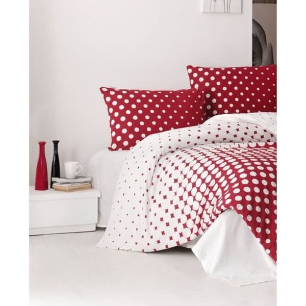 Bäddset - 1 påslakan 220 x 240 cm + 2 örngott 60 x 60 cm - 100% förstärkt bomull - Röd