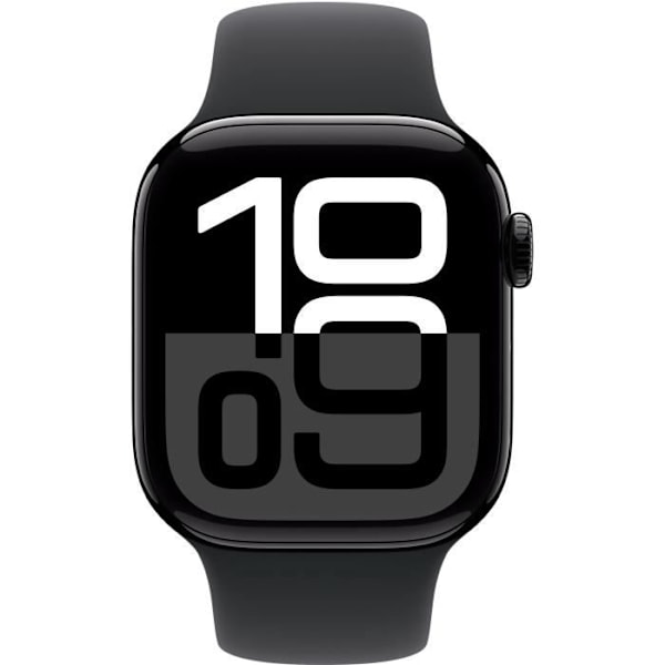 Apple Watch Series 10 GPS - 42 mm - Jet Black Aluminium Fodral - Svart Sport Band Armband - S/M