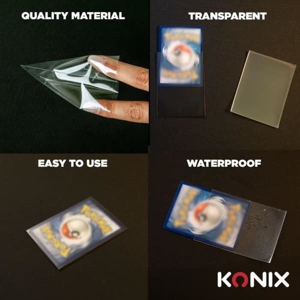 Kortfickor - KONIX - Standardfickor - 100 fickor - Magic The Gathering, Pokémon-kompatibel - Transparent