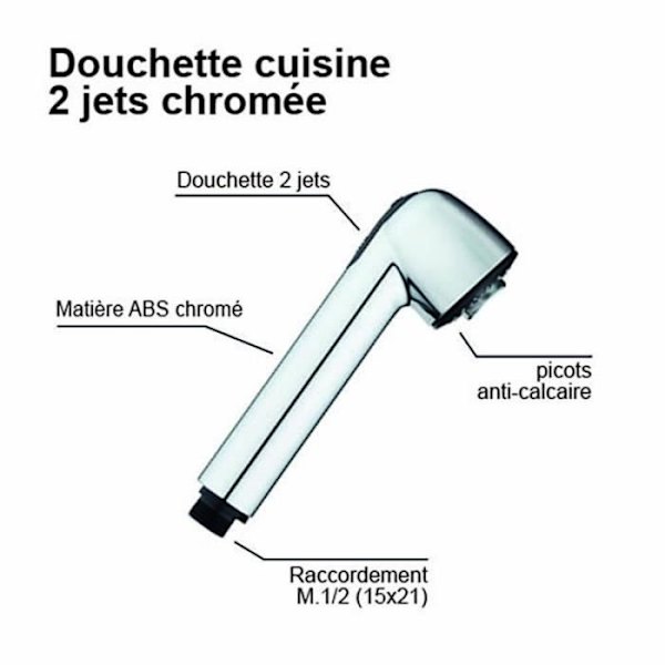 Duschmunstycke - ROUSSEAU - Krom - ABS - 2 strålar - Kalkfritt