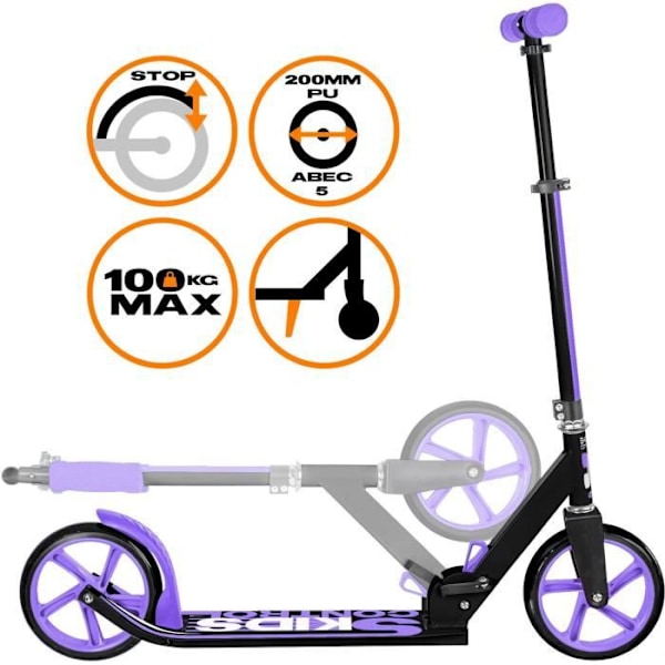 UNIVERSAL - 200 mm justerbar fällbar skoter med Mauve SKIDS CONTROL kickstand