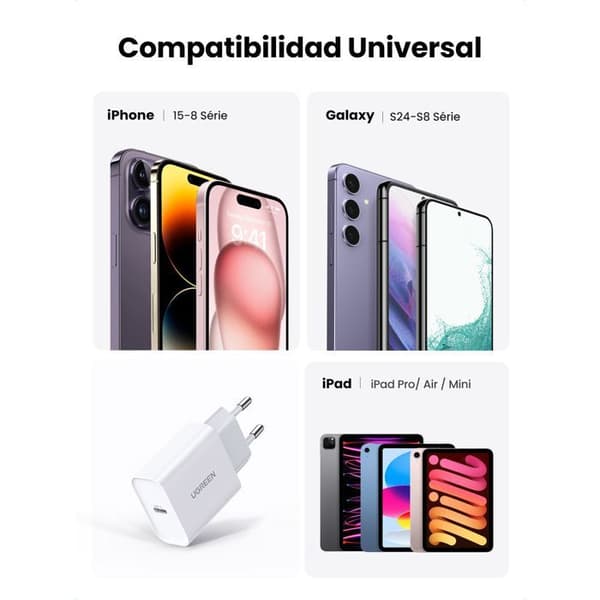 UGREEN Väggladdare - 1 USB-C-port - 20W - Vit