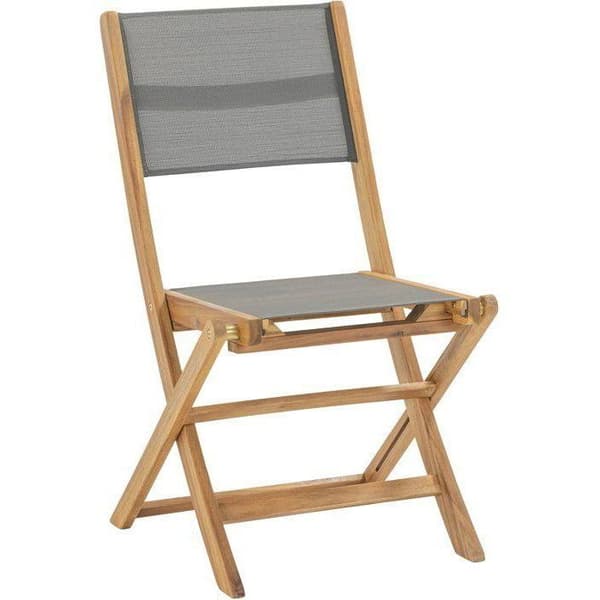 Sats med 4 FSC akaciaträträdgårdsstolar och textilensäte - 50 x 57 x 90 cm - Grå