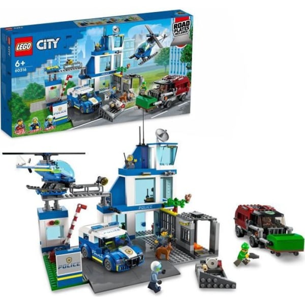 LEGO 60316 City Polisstation, Leksaksbil, Sopbil och Helikopter Barn +6 år, Set Adventures