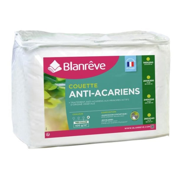 BLANREVE Percale mycket varm täcke - Anti-kvalster - 420 g / m² - 200x200cm