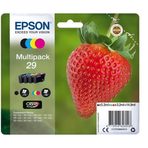 EPSON Multipack Strawberry Cartridge - Svart, Cyan, Magenta, Gul