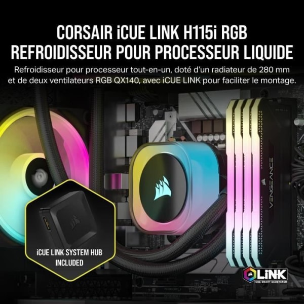 CORSAIR - iCUE LINK H115i RGB AIO - CPU-kylning - 280 mm
