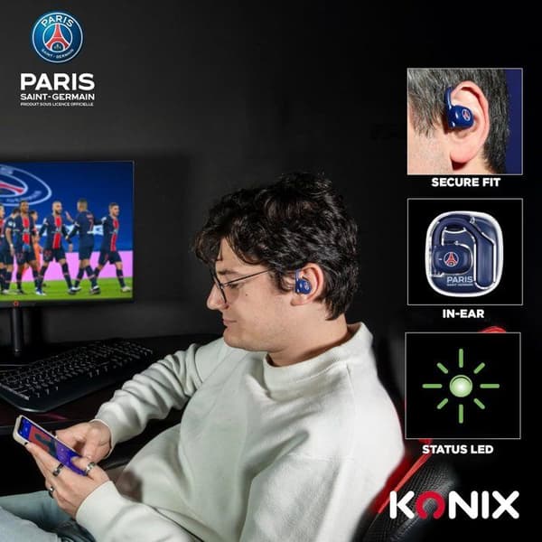 Konix PSG Trådlösa Sporthörlurar - 16,2 mm Element - 10 m Räckvidd - 12 timmars Batteritid - Bluetooth 5.3 - Blå