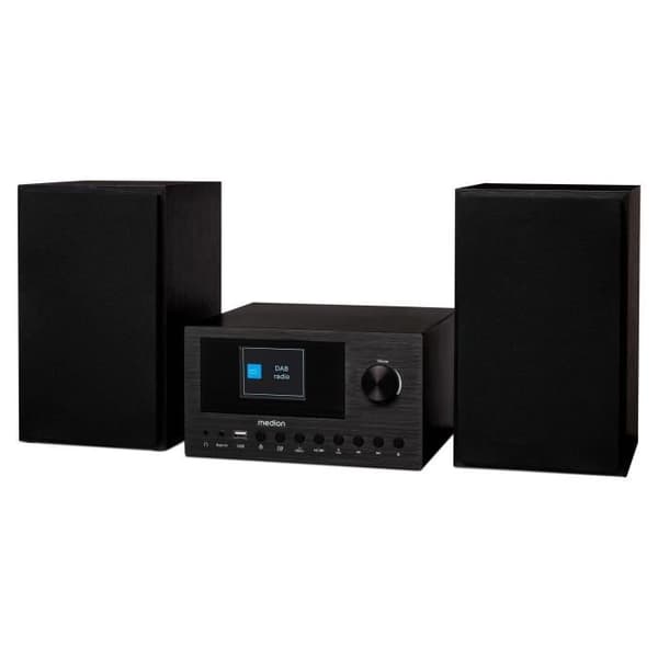 Mini HiFi-system - MEDION - DAB/FM internetradio - CD-spelare - 2x150W - Svart
