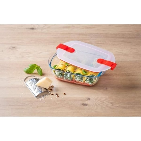 PYREX - COOK & HEAT - Rektangulär glaslåda med lock 17 * 10 cm
