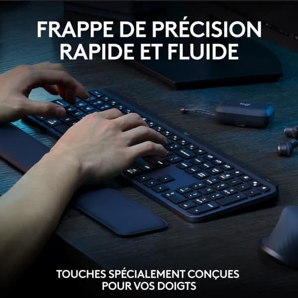 Trådlöst tangentbord - LOGITECH - MX Keys S Combo - Bluetooth - Bakgrundsbelyst - Tysta tangenter - Grafit