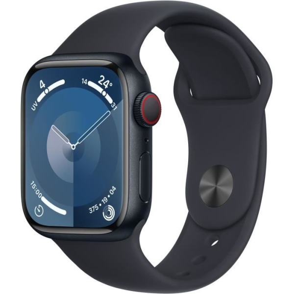 Apple Watch Series 9 GPS - 41 mm - Midnight aluminiumfodral - Midnight Sport Band - S/M