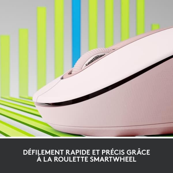 Logitech Signature M650 L trådlös mus - Tyst stor storlek, Bluetooth, programmerbara knappar - rosa