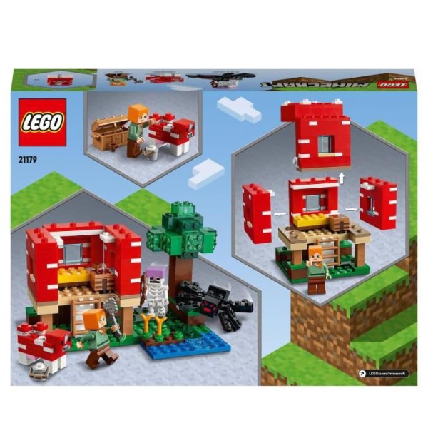LEGO 21179 Minecraft Svamphuset, byggleksaksset för barn från 8 år och uppåt, presentidé, med minifigurer