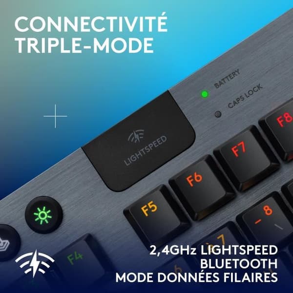 Speltangentbord - trådlöst - Logitech G - G915 TKL X - Clicky switch - AZERTY - Svart