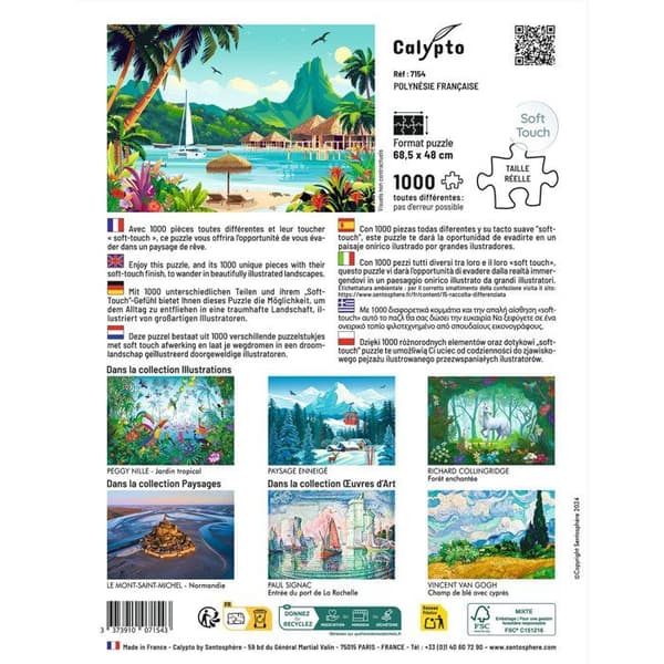 Pussel - SENTOSPHERE - Calypto - 1000 bitar - Franska Polynesien - Silkeslen yta - Från 9 år