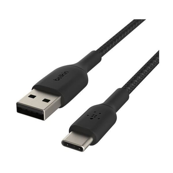 Flätad kabel - BELKIN - USB-A till USB-C - 3 m - Svart