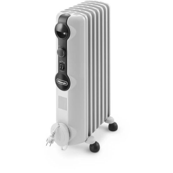 RADIA DELONGHI oljebadsradiator - 1500W - 3 värmesteg - Real Energy-teknik - Högpresterande batteri Vit