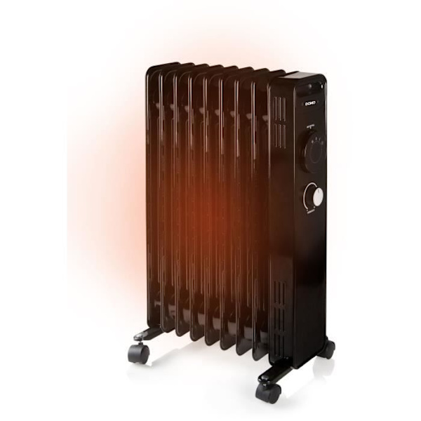 Oljefylld radiator - 2000 W - DOMO - DO7327R - 42,5 x 28 x 64 cm - Svart