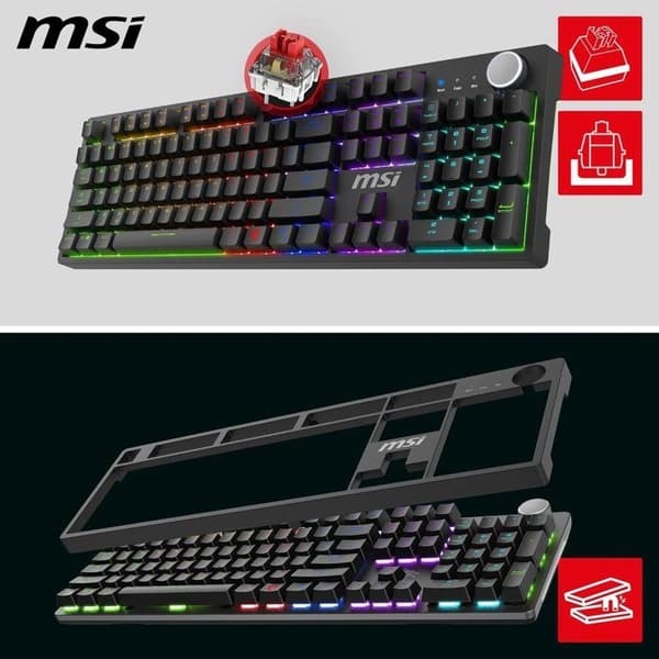 Trådbundet speltangentbord - Röda mekaniska brytare - MSI FORGE GK320 - Standardstorlek - RGB - Svart