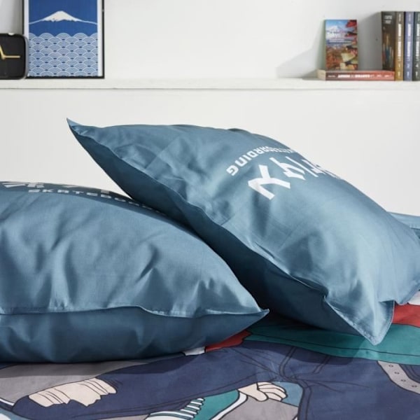 Sängset - IDAG - JAVA - 2 personer - 240x220 cm - Bomull - Japantryck - Blå