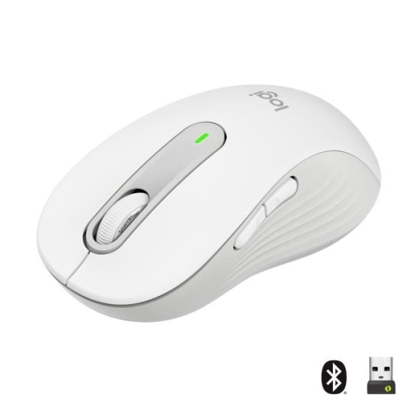 Logitech Signature M650 L trådlös mus - Tyst stor storlek, Bluetooth, programmerbara knappar - vit