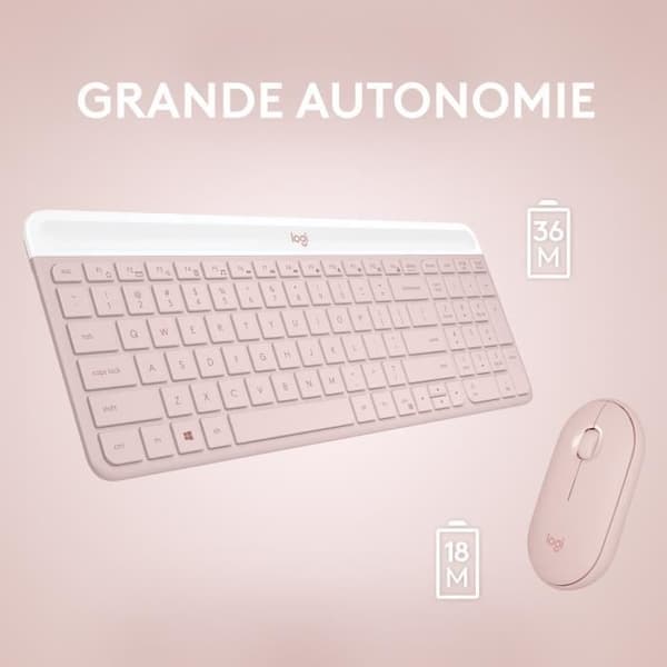Logitech MK470 Slim Combo -tangentbord och kompakt trådlöst, Ultra Silent, 2,4 GHz USB, Plug N 'Play, för Windows - Rose