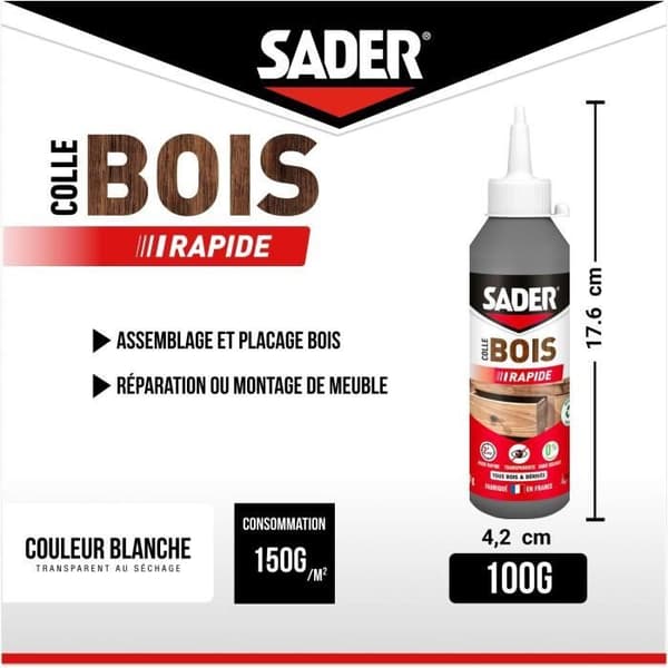 SADER Snabbuppsättning trälim - 100 g flaska