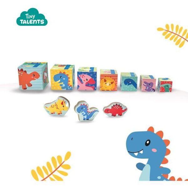 Torn av block att stapla med dinosauriefigurer - Skicklighetsspel - SES CREATIVE - Stapelbart torn med 3 dinosauriefigurer.