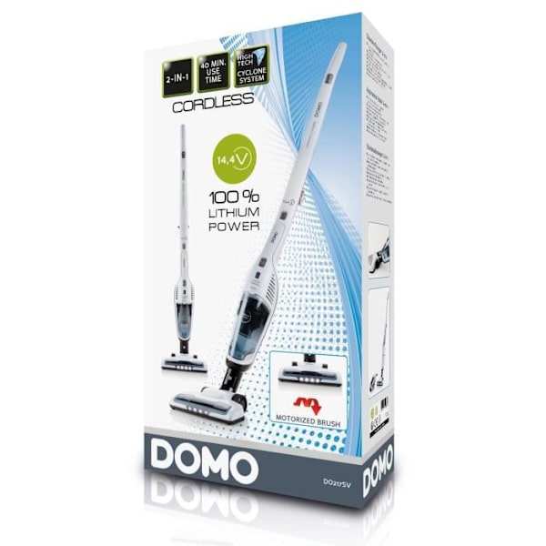DOMO DO217SV - Praktisk 2-i-1 stickdammsugare - 2 hastigheter - Cyklonsystem - 40 min autonomi - 0,5 L dammtank
