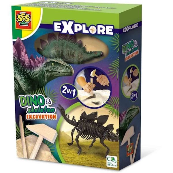 2-i-1 dinosaurie och skelettgrävning - Stegosaurus - SES CREATIVE