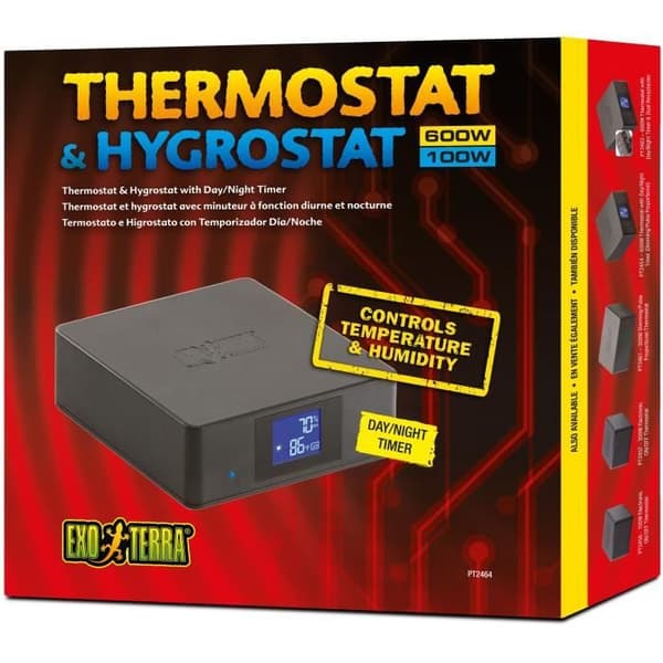 EXO TERRA Terrariumtermostat och hygrostat - Med timer - Dag- och nattfunktion - 600W